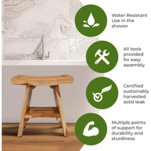 AquaRest – Waterproof Teak Bath Stool