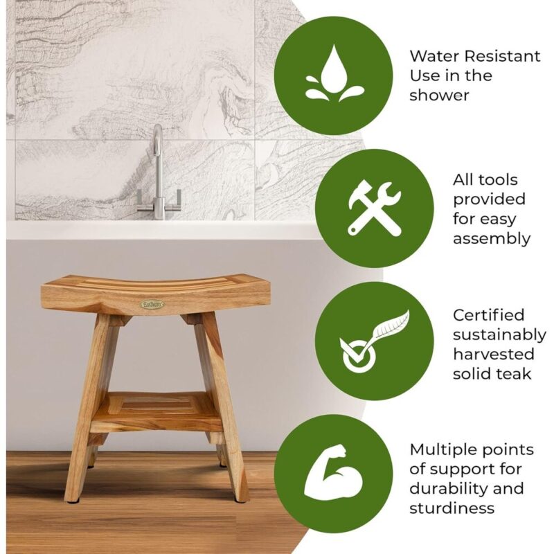 AquaRest – Waterproof Teak Bath Stool