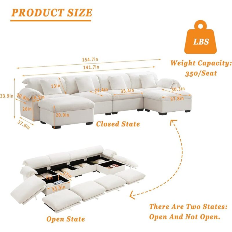 ComfyCore – Deep Sectional with Storage & Ottomans