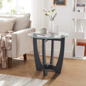 GlassHue – Modern End Table with Wooden X-Base