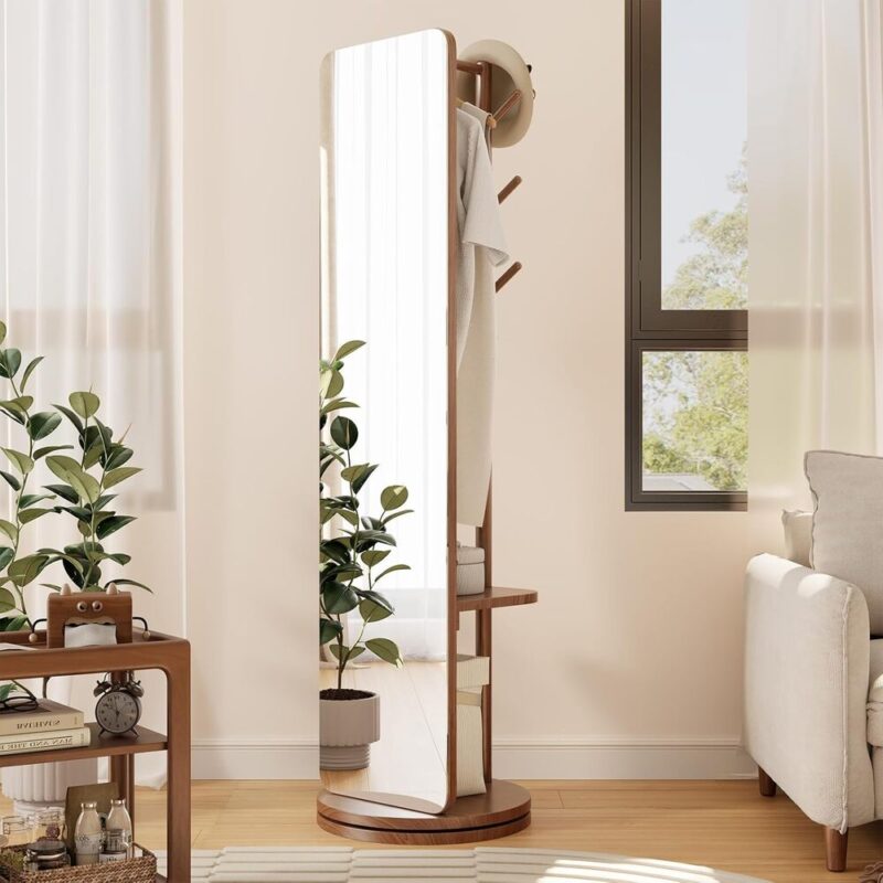Aura Stand – Swivel Mirror with Coat Rack