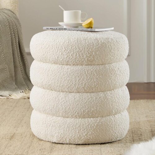 HushHide – Modern Round Storage Pouf