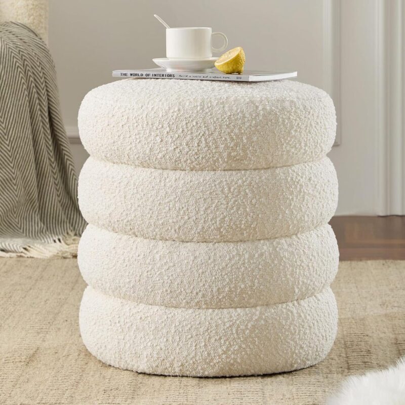 HushHide – Modern Round Storage Pouf