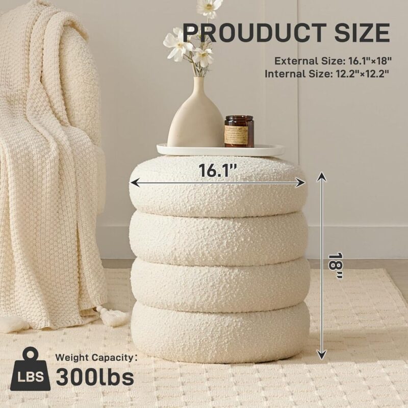 HushHide – Modern Round Storage Pouf