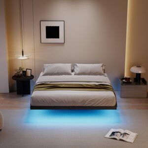 Sleek Bed Frame - Floating Design with LED & USB