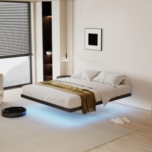 Sleek Bed Frame - Floating Design with LED & USB