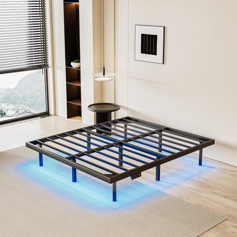 Sleek Bed Frame - Floating Design with LED & USB