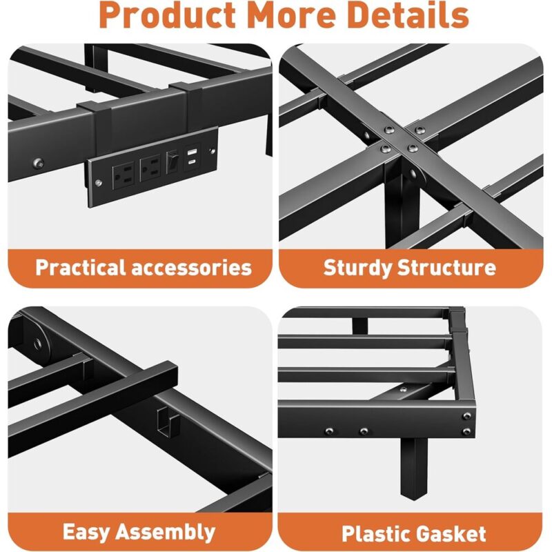 Sleek Bed Frame - Floating Design with LED & USB