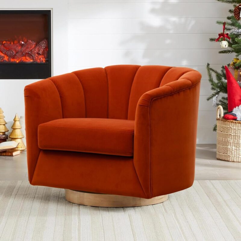 BloomSpin – Velvet Swivel Barrel Chair