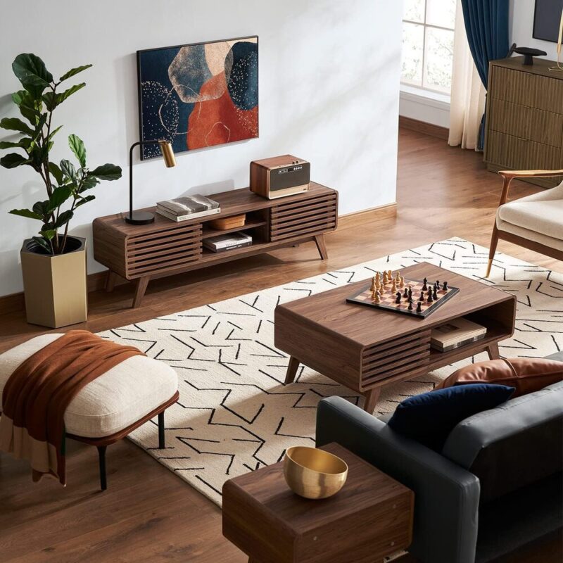 OakLine – Modern Storage TV Bench