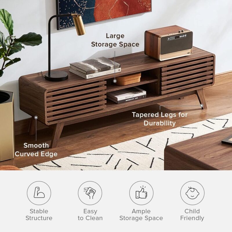 OakLine – Modern Storage TV Bench