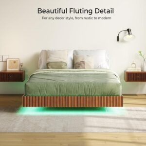 LumoFloat – Walnut LED Platform Bed