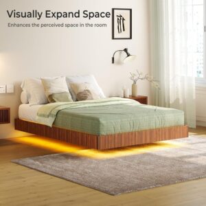LumoFloat – Walnut LED Platform Bed