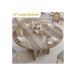 Farmhouse Round Dining Table – 47", Wood Base