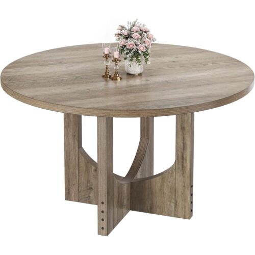Farmhouse Round Dining Table – 47", Wood Base