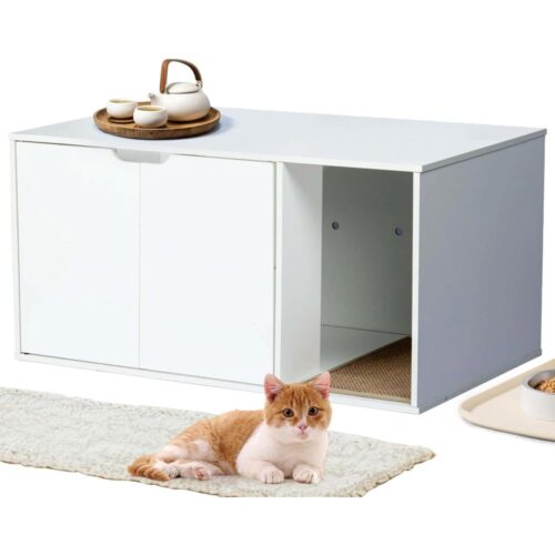 PurrHide Cat Cabinet – Enclosed Litter Box with Vent & Table Design
